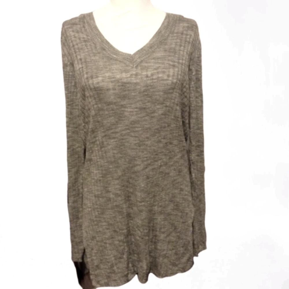 AVA & VIV Gray Lightweight NEW Ribbed Sweater 14W